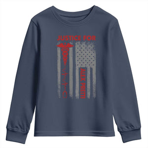 Justice For Alex Pretti Youth Sweatshirt Minneapolis Tribute 2026 ICU Nurse American Flag TS11 Navy Print Your Wear
