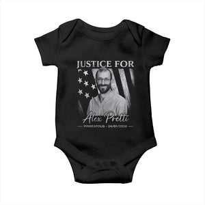 Justice For Alex Pretti Baby Onesie Minneapolis Tribute 2026 Vintage American Flag TS11 Black Print Your Wear