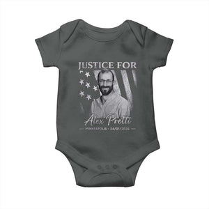 Justice For Alex Pretti Baby Onesie Minneapolis Tribute 2026 Vintage American Flag TS11 Dark Heather Print Your Wear