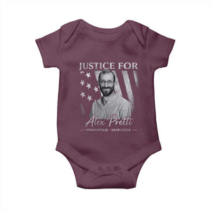 Justice For Alex Pretti Baby Onesie Minneapolis Tribute 2026 Vintage American Flag TS11 Maroon Print Your Wear