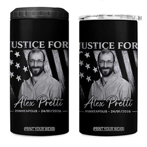 Justice For Alex Pretti 4 in 1 Can Cooler Tumbler Minneapolis Tribute 2026 Vintage American Flag TS11 One Size: 16 oz Black Print Your Wear