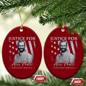 Justice For Alex Pretti Ceramic Ornament Minneapolis Tribute 2026 Vintage American Flag TS11 Print Your Wear