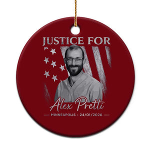 Justice For Alex Pretti Ceramic Ornament Minneapolis Tribute 2026 Vintage American Flag TS11 1pc Red Print Your Wear