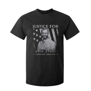 Justice For Alex Pretti T Shirt For Kid Minneapolis Tribute 2026 Vintage American Flag TS11 Black Print Your Wear