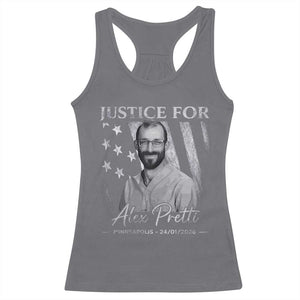 Justice For Alex Pretti Racerback Tank Top Minneapolis Tribute 2026 Vintage American Flag TS11 Charcoal Print Your Wear