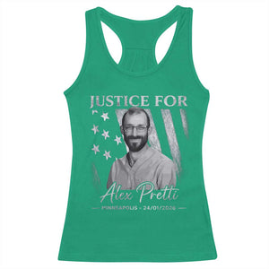 Justice For Alex Pretti Racerback Tank Top Minneapolis Tribute 2026 Vintage American Flag TS11 Irish Green Print Your Wear