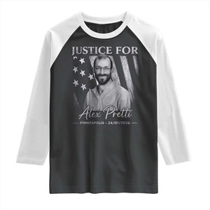Justice For Alex Pretti Raglan Shirt Minneapolis Tribute 2026 Vintage American Flag TS11 Black White Print Your Wear