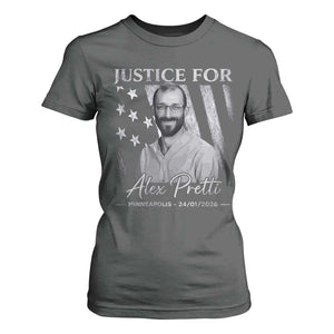 Justice For Alex Pretti T Shirt For Women Minneapolis Tribute 2026 Vintage American Flag TS11 Dark Heather Print Your Wear