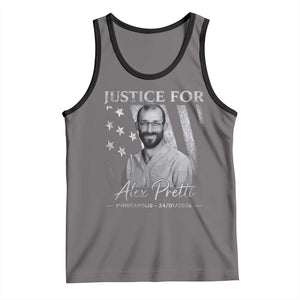 Justice For Alex Pretti Tank Top Minneapolis Tribute 2026 Vintage American Flag TS11 Deep Heather Black Print Your Wear