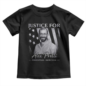 Justice For Alex Pretti Toddler T Shirt Minneapolis Tribute 2026 Vintage American Flag TS11 Black Print Your Wear