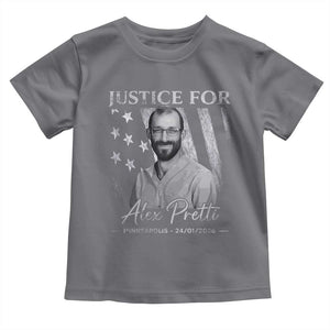 Justice For Alex Pretti Toddler T Shirt Minneapolis Tribute 2026 Vintage American Flag TS11 Charcoal Print Your Wear