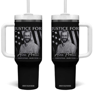 Justice For Alex Pretti Tumbler With Handle Minneapolis Tribute 2026 Vintage American Flag TS11 One Size: 40 oz Black Print Your Wear