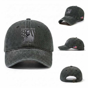 Justice For Alex Pretti Washed Cotton Baseball Cap Minneapolis Tribute 2026 Vintage American Flag TS11 Washed Cap Universal Fit Dark Green Print Your Wear