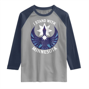I Stand With Minnesota Raglan Shirt Rebel Common Loon Minnesota Protest TS11 Sport Gray Navy Print Your Wear