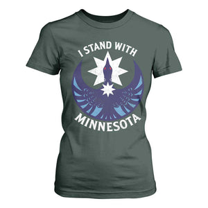 I Stand With Minnesota T Shirt For Women Rebel Common Loon Minnesota Protest TS11 Dark Forest Green Print Your Wear