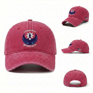 I Stand With Minnesota Washed Cotton Baseball Cap Rebel Common Loon Minnesota Protest TS11 Washed Cap Universal Fit Red Print Your Wear
