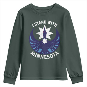 I Stand With Minnesota Youth Sweatshirt Rebel Common Loon Minnesota Protest TS11 Dark Forest Green Print Your Wear