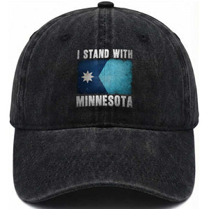 I Stand With Minnesota Washed Cotton Baseball Cap MN State Support Political Protest TS11 Print Your Wear