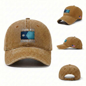 I Stand With Minnesota Washed Cotton Baseball Cap MN State Support Political Protest TS11 Washed Cap Universal Fit Yellow Ochre Print Your Wear