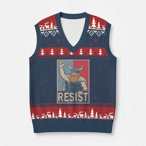 Funny Minneapolis Viking Resist Abolish Ice Protest V-Neck Knit Sweater Vest TS11 Navy Red Print Your Wear