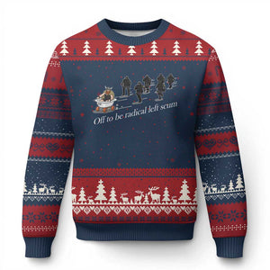 Off To Be Radical Left Scum Ugly Christmas Sweater Funny Minneapolis Escape Viking Abolish Ice TS11 Navy Red Print Your Wear