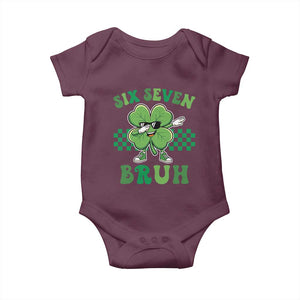 Funny 67 St Patricks Day Baby Onesie Six Seven Bruh Dabbing Shamrock TS11 Maroon Print Your Wear