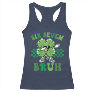 Funny 67 St Patricks Day Racerback Tank Top Six Seven Bruh Dabbing Shamrock TS11 Navy Print Your Wear