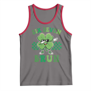 Funny 67 St Patricks Day Tank Top Six Seven Bruh Dabbing Shamrock TS11 Deep Heather Red Print Your Wear
