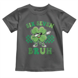 Funny 67 St Patricks Day Toddler T Shirt Six Seven Bruh Dabbing Shamrock TS11 Dark Heather Print Your Wear