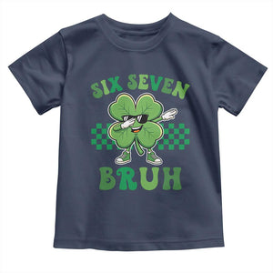 Funny 67 St Patricks Day Toddler T Shirt Six Seven Bruh Dabbing Shamrock TS11 Navy Print Your Wear