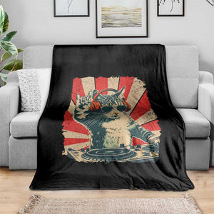 Funny DJ Cat with Headphones Retro Music Lover Throw Blanket TS11 Print Your Wear