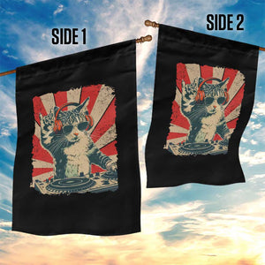 Funny DJ Cat with Headphones Retro Music Lover Garden Flag TS11 Print Your Wear