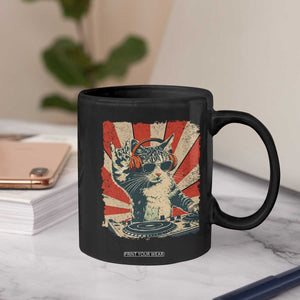 Funny DJ Cat with Headphones Retro Music Lover Coffee Mug TS11 Print Your Wear