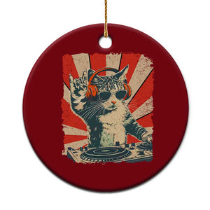 Funny DJ Cat with Headphones Retro Music Lover Ceramic Ornament TS11 1pc Red Print Your Wear