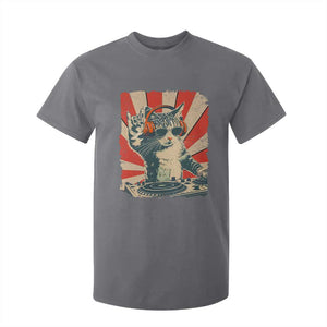 Funny DJ Cat with Headphones Retro Music Lover T Shirt For Kid TS11 Charcoal Print Your Wear