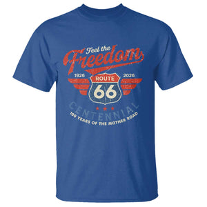 US Route Highway 66 Centennial T Shirt - Feel The Freedom - 100 Years Of The Mother Road TS11 Royal Blue Print Your Wear