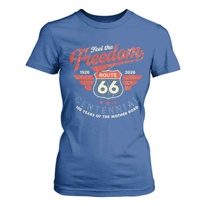 US Route Highway 66 Centennial T Shirt For Women Feel The Freedom 100 Years Of The Mother Road TS11 Royal Blue Print Your Wear