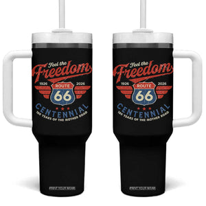 US Route Highway 66 Centennial Tumbler With Handle Feel The Freedom 100 Years Of The Mother Road TS11 One Size: 40 oz Black Print Your Wear