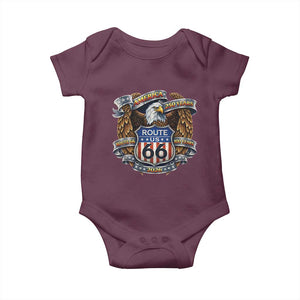 250 Years Of America 100 Years Of Route Highway 66 Baby Onesie Bald Eagle Vintage American Flag TS11 Maroon Print Your Wear