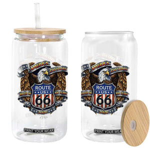 250 Years Of America 100 Years Of Route Highway 66 Glass Can Bald Eagle Vintage American Flag TS11 Print Your Wear
