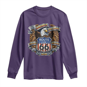250 Years Of America 100 Years Of Route Highway 66 Long Sleeve Shirt Bald Eagle Vintage American Flag TS11 Purple Print Your Wear