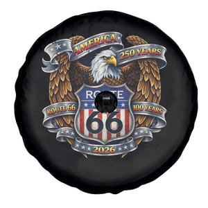 250 Years Of America 100 Years Of Route Highway 66 Spare Tire Cover Bald Eagle Vintage American Flag TS11 Print Your Wear