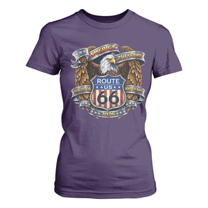 250 Years Of America 100 Years Of Route Highway 66 T Shirt For Women Bald Eagle Vintage American Flag TS11 Purple Print Your Wear