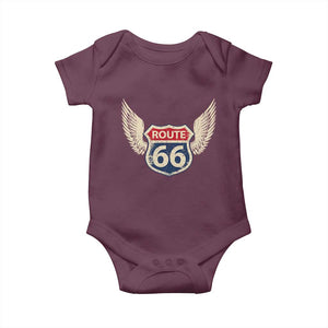 Vintage Route Highway 66 Highway Road Trip Sign Baby Onesie TS11 Maroon Print Your Wear