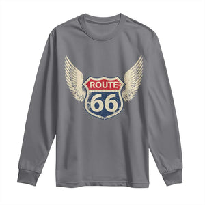 Vintage Route Highway 66 Highway Road Trip Sign Long Sleeve Shirt TS11 Charcoal Print Your Wear