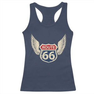 Vintage Route Highway 66 Highway Road Trip Sign Racerback Tank Top TS11 Navy Print Your Wear