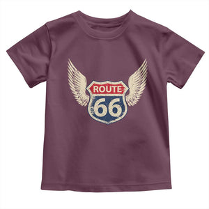 Vintage Route Highway 66 Highway Road Trip Sign Toddler T Shirt TS11 Maroon Print Your Wear