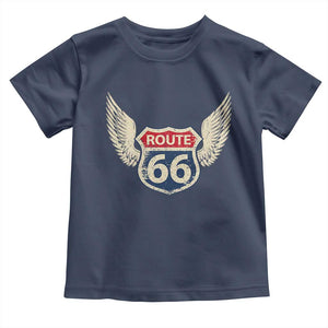Vintage Route Highway 66 Highway Road Trip Sign Toddler T Shirt TS11 Navy Print Your Wear