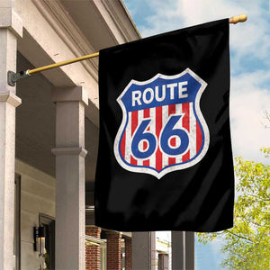Vintage Route Highway 66 Historical Sign Distressed American Flag Road Trip Garden Flag TS11 Print Your Wear