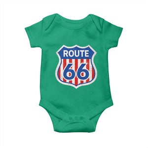 Vintage Route Highway 66 Historical Sign Distressed American Flag Road Trip Baby Onesie TS11 Irish Green Print Your Wear